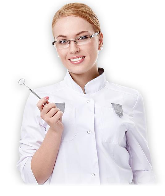 Dental student in white coat